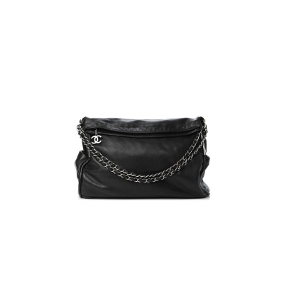CHANEL LARGE SOFT LAMBSKIN HOBO CHAIN FOLDING BAG BLACK 496532 (38*33*17cm)